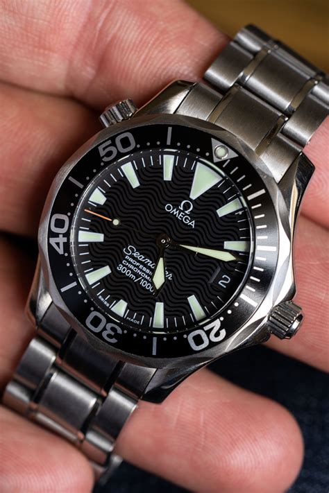 omega 36mm Seamaster on wrist